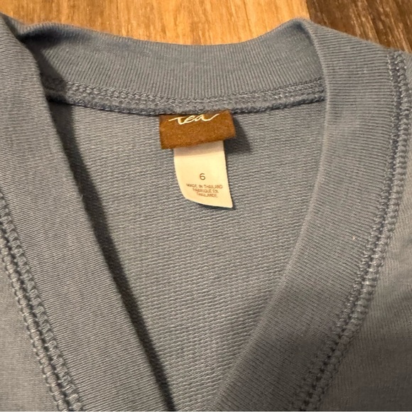 TEA Sweater Cardigan Blue with White Stripe size 6‎ Boys grandpa cardigan cotton - Picture 2 of 6